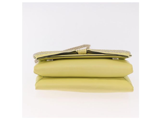 Borsa a Spalla con Catena VALENTINO in Pelle Giallo Oro Auth bs35654V D'oro - vista 5
