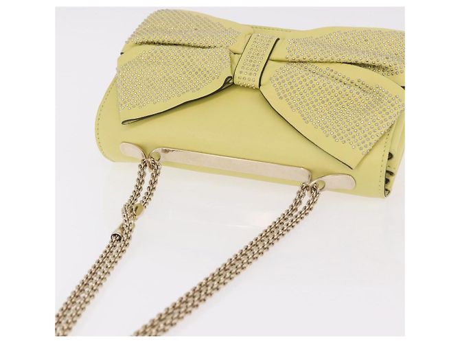 Borsa a Spalla con Catena VALENTINO in Pelle Giallo Oro Auth bs35654V D'oro - vista 6