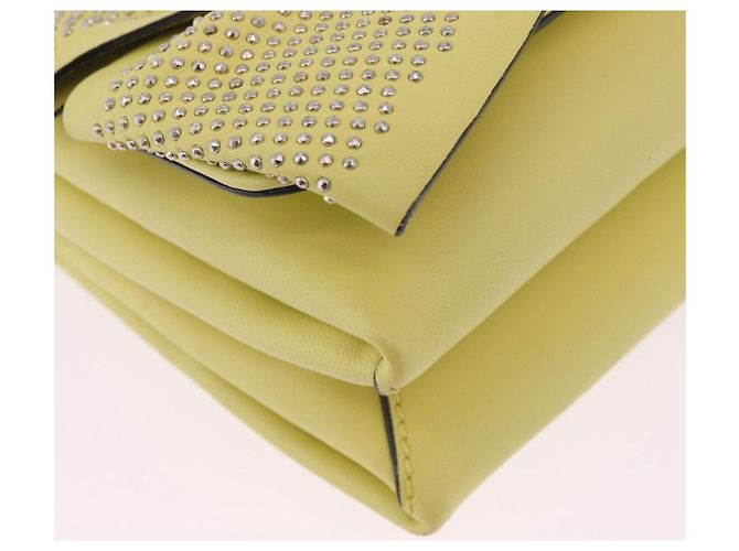 Borsa a Spalla con Catena VALENTINO in Pelle Giallo Oro Auth bs35654V D'oro - vista 9