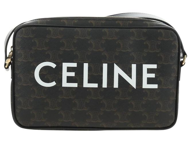 Céline CELINE Triomphe Medium Messenger Bag Shoulder Bag PVC Black Gold Auth mr2571SAM Nero D'oro - vista 13