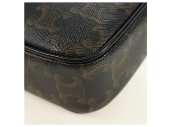 Céline CELINE Triomphe Medium Messenger Bag Shoulder Bag PVC Black Gold Auth mr2571SAM Nero D'oro - vista 18