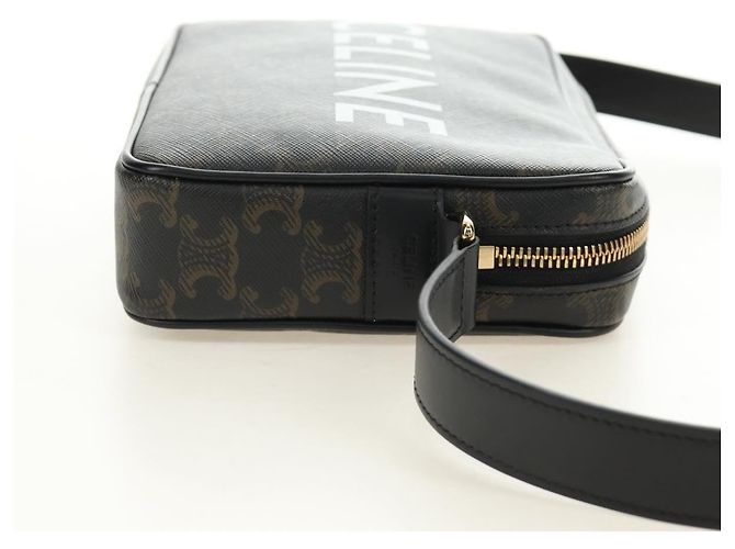 Céline CELINE Triomphe Medium Messenger Bag Shoulder Bag PVC Black Gold Auth mr2571SAM Nero D'oro - vista 4