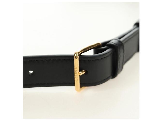 Céline CELINE Triomphe Medium Messenger Bag Shoulder Bag PVC Black Gold Auth mr2571SAM Nero D'oro - vista 8