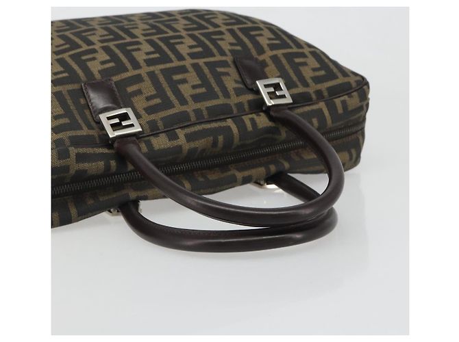 Borsa a mano FENDI Zucca Canvas Nero Marrone Auth mr2526A - vista 7