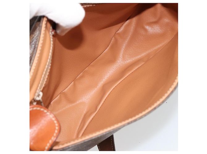 Céline CELINE Macadam Canvas Schultertasche PVC Leder Braun Gold Auth 187736 Golden - Ansicht 10