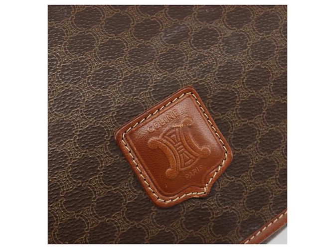 Céline CELINE Macadam Canvas Schultertasche PVC Leder Braun Gold Auth 187736 Golden - Ansicht 19