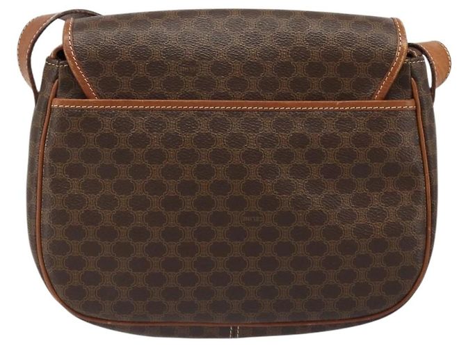 Céline CELINE Macadam Canvas Schultertasche PVC Leder Braun Gold Auth 187736 Golden - Ansicht 2