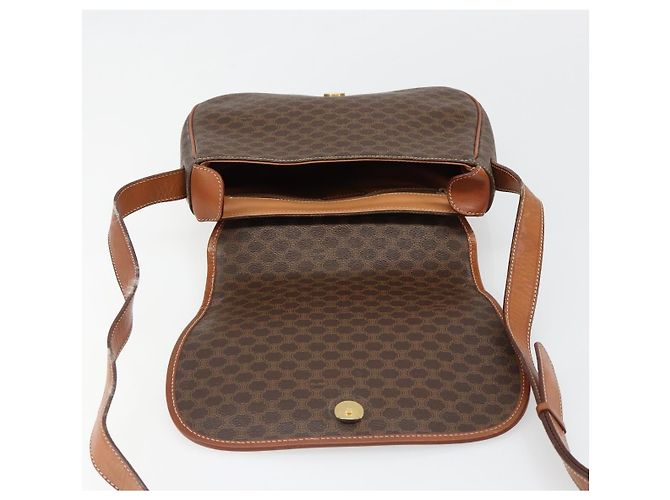 Céline CELINE Macadam Canvas Schultertasche PVC Leder Braun Gold Auth 187736 Golden - Ansicht 20