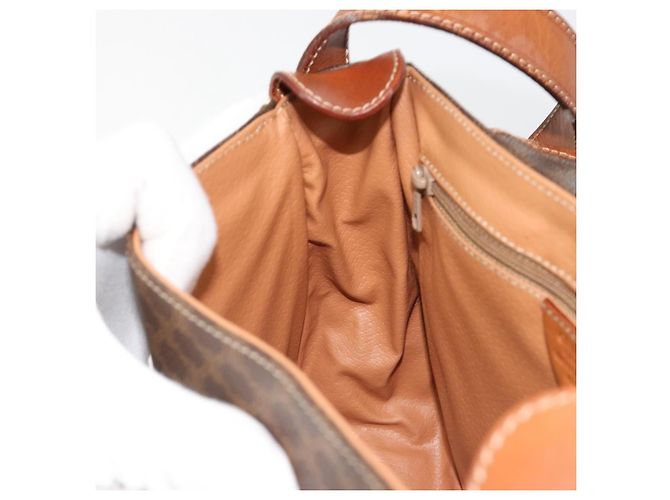Céline CELINE Macadam Canvas Schultertasche PVC Leder Braun Gold Auth 187736 Golden - Ansicht 22