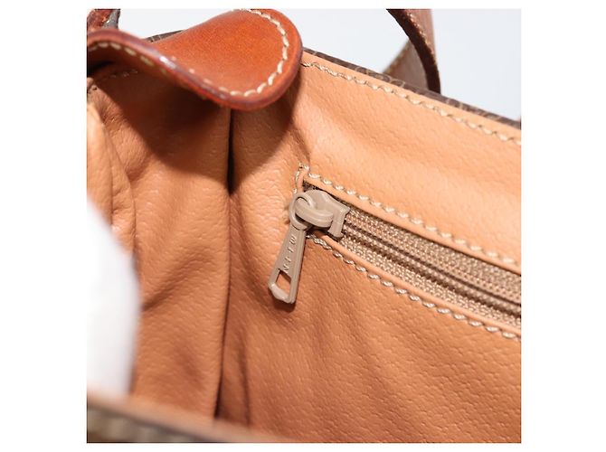 Céline CELINE Macadam Canvas Schultertasche PVC Leder Braun Gold Auth 187736 Golden - Ansicht 23