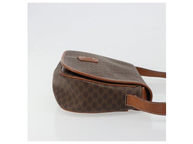 Céline CELINE Macadam Canvas Schultertasche PVC Leder Braun Gold Auth 187736 Golden - Ansicht 3