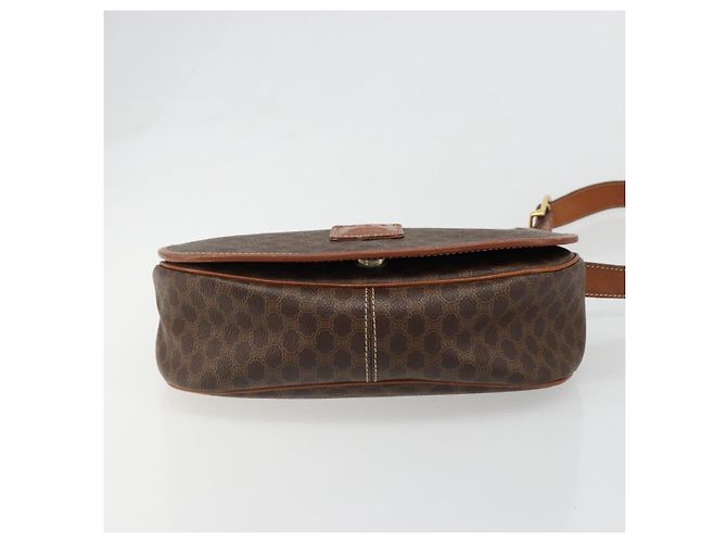 Céline CELINE Macadam Canvas Schultertasche PVC Leder Braun Gold Auth 187736 Golden - Ansicht 5