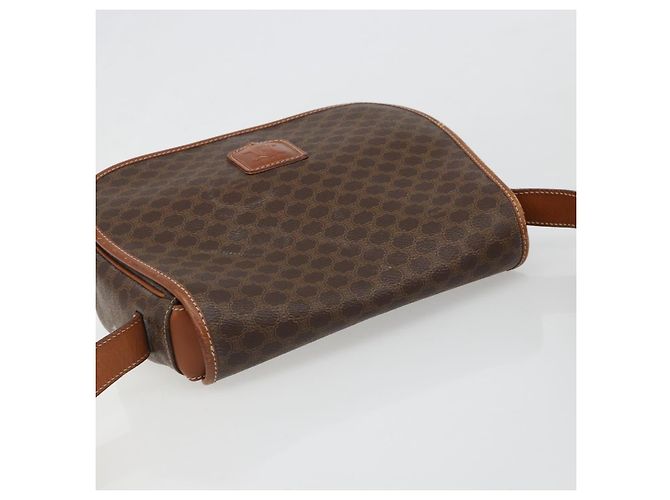 Céline CELINE Macadam Canvas Schultertasche PVC Leder Braun Gold Auth 187736 Golden - Ansicht 6