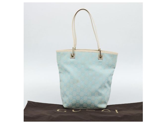 Borsa Tote GUCCI GG Canvas Azzurro chiaro Oro 002 1099 2404 Auth 187412V D'oro Blu chiaro - vista 12