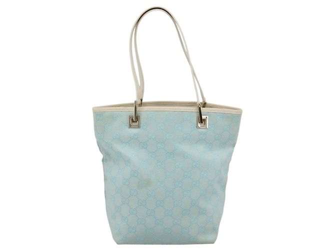 Borsa Tote GUCCI GG Canvas Azzurro chiaro Oro 002 1099 2404 Auth 187412V D'oro Blu chiaro - vista 13