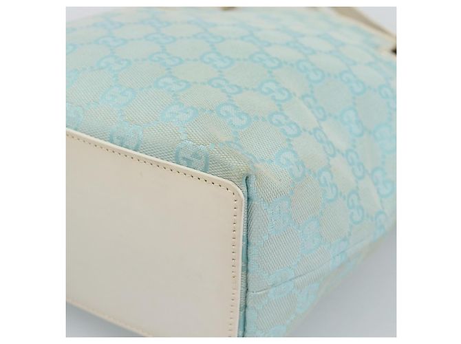 Borsa Tote GUCCI GG Canvas Azzurro chiaro Oro 002 1099 2404 Auth 187412V D'oro Blu chiaro - vista 14
