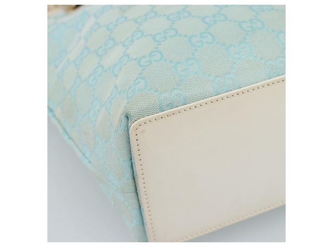 Borsa Tote GUCCI GG Canvas Azzurro chiaro Oro 002 1099 2404 Auth 187412V D'oro Blu chiaro - vista 15