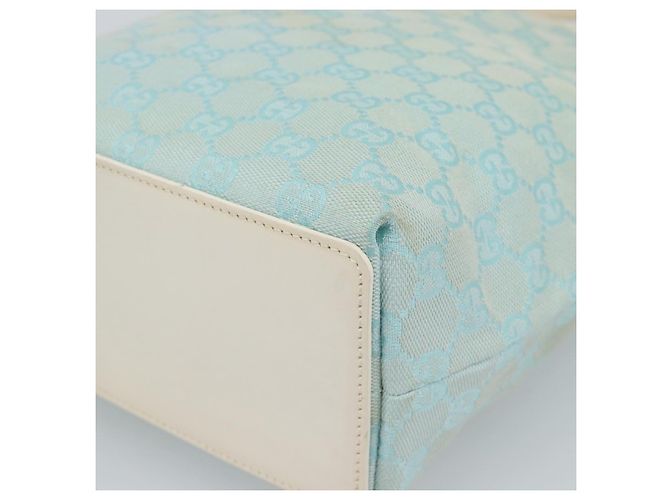 Borsa Tote GUCCI GG Canvas Azzurro chiaro Oro 002 1099 2404 Auth 187412V D'oro Blu chiaro - vista 16