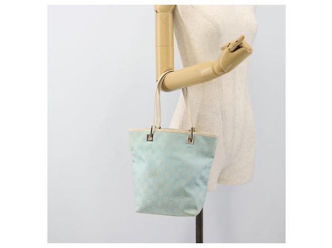 Borsa Tote GUCCI GG Canvas Azzurro chiaro Oro 002 1099 2404 Auth 187412V D'oro Blu chiaro - vista 22