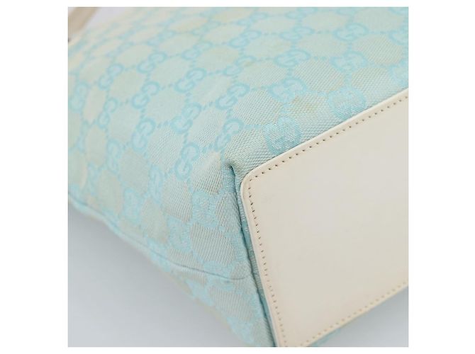 Borsa Tote GUCCI GG Canvas Azzurro chiaro Oro 002 1099 2404 Auth 187412V D'oro Blu chiaro - vista 9