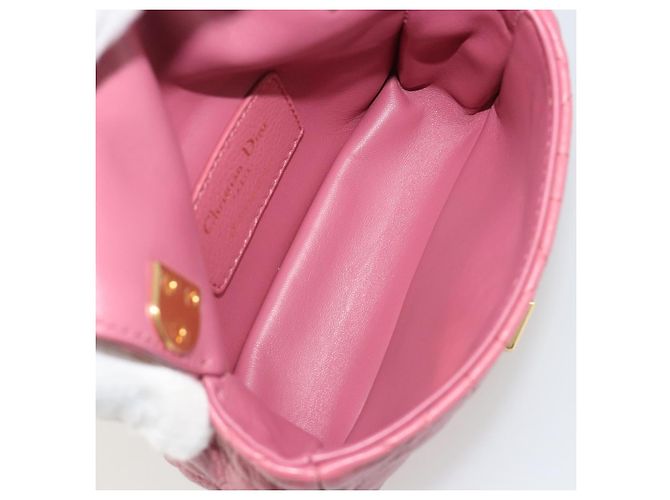 Borsa a tracolla Christian Dior Chain Caro Canage in pelle di agnello Oro Rosa Auth 187297SAM - vista 11