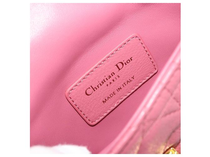 Borsa a tracolla Christian Dior Chain Caro Canage in pelle di agnello Oro Rosa Auth 187297SAM - vista 12