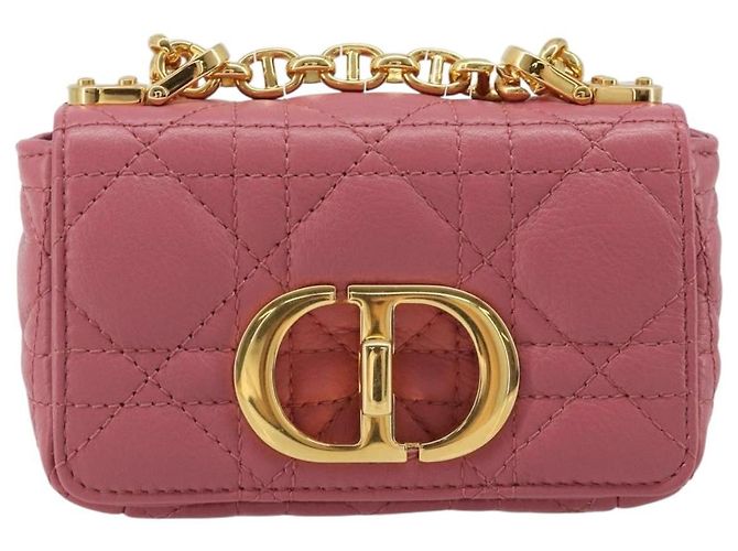 Borsa a tracolla Christian Dior Chain Caro Canage in pelle di agnello Oro Rosa Auth 187297SAM - vista 13