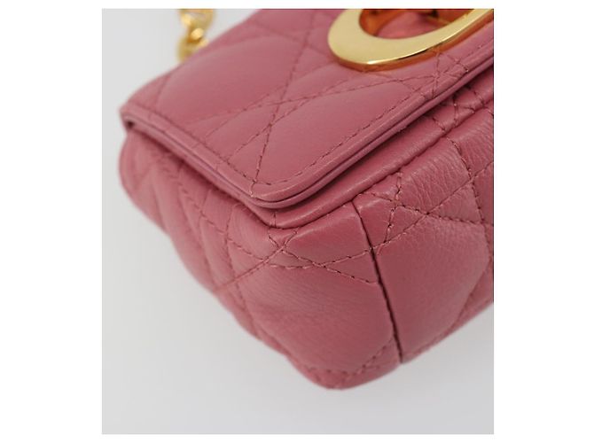 Borsa a tracolla Christian Dior Chain Caro Canage in pelle di agnello Oro Rosa Auth 187297SAM - vista 15