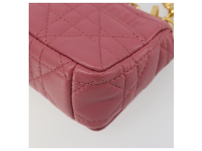 Borsa a tracolla Christian Dior Chain Caro Canage in pelle di agnello Oro Rosa Auth 187297SAM - vista 16