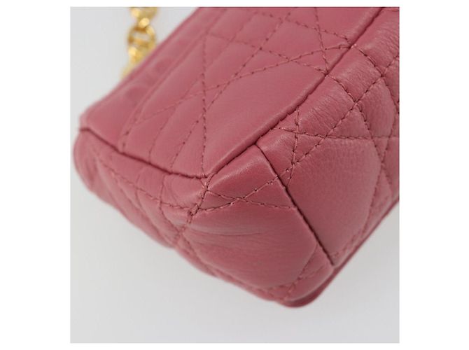 Borsa a tracolla Christian Dior Chain Caro Canage in pelle di agnello Oro Rosa Auth 187297SAM - vista 17
