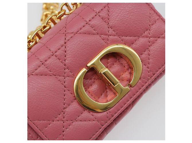 Borsa a tracolla Christian Dior Chain Caro Canage in pelle di agnello Oro Rosa Auth 187297SAM - vista 18