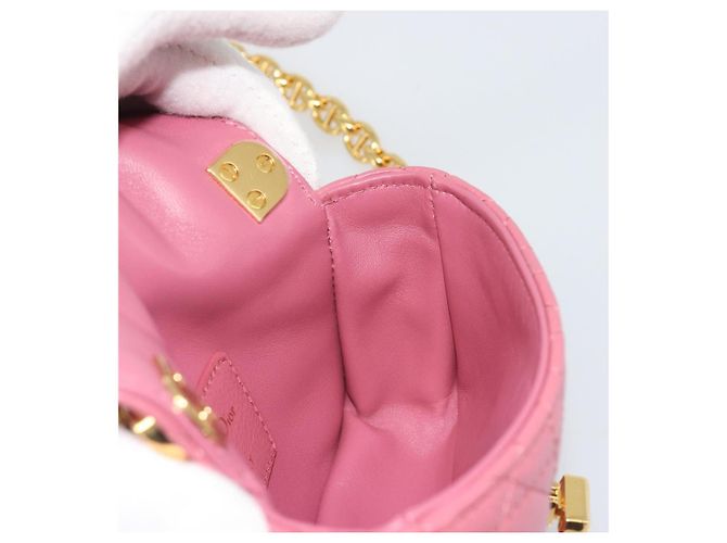 Borsa a tracolla Christian Dior Chain Caro Canage in pelle di agnello Oro Rosa Auth 187297SAM - vista 19