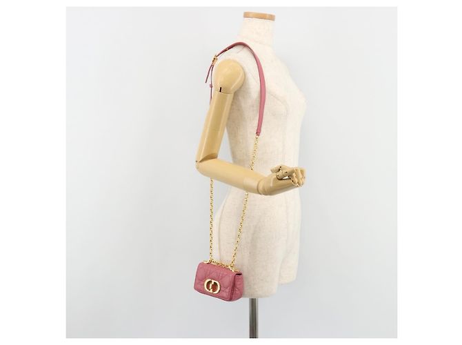 Borsa a tracolla Christian Dior Chain Caro Canage in pelle di agnello Oro Rosa Auth 187297SAM - vista 21