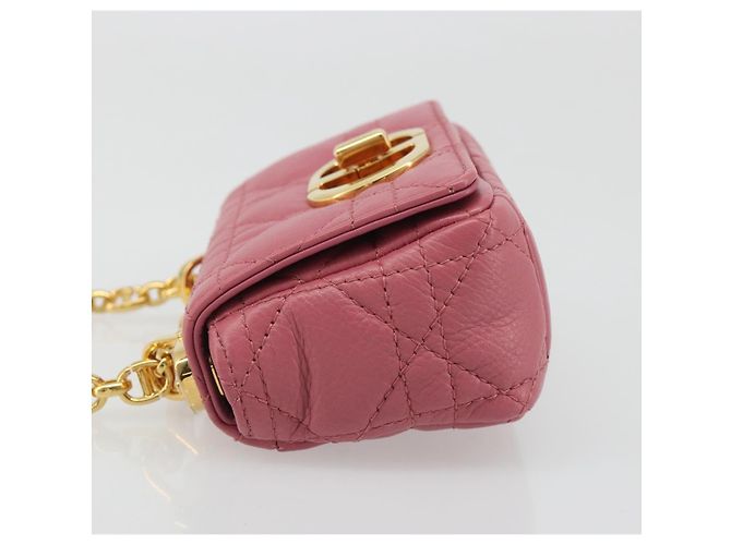 Borsa a tracolla Christian Dior Chain Caro Canage in pelle di agnello Oro Rosa Auth 187297SAM - vista 4