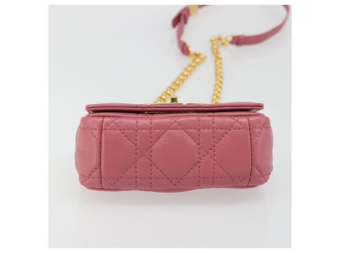 Borsa a tracolla Christian Dior Chain Caro Canage in pelle di agnello Oro Rosa Auth 187297SAM - vista 5
