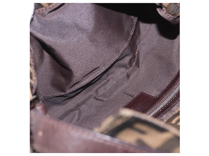 FENDI Zucca Canvas Mamma Baguette Borsa a Spalla Nero Marrone Argento Auth 189252SAM - vista 10