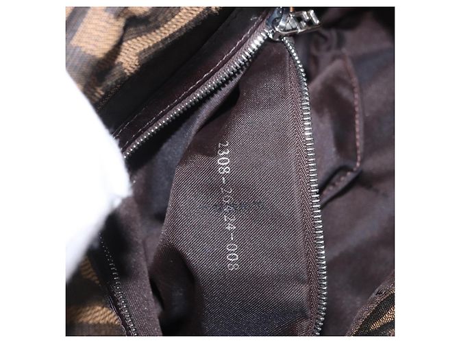 FENDI Zucca Canvas Mamma Baguette Borsa a Spalla Nero Marrone Argento Auth 189252SAM - vista 11