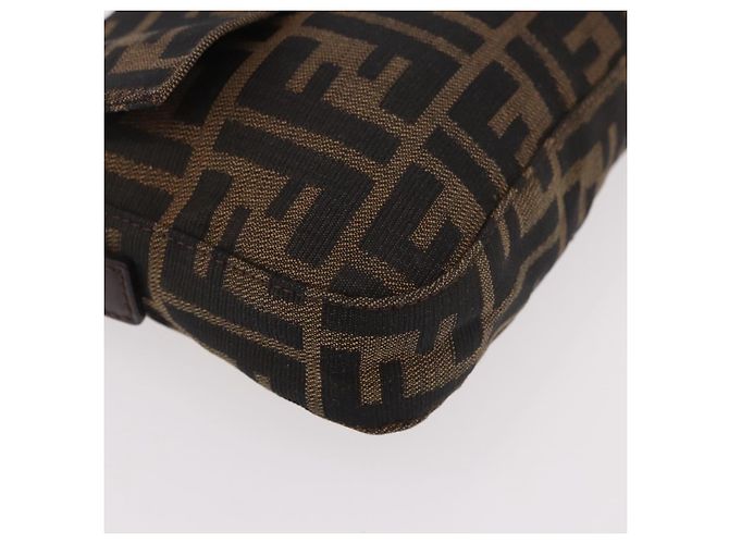 FENDI Zucca Canvas Mamma Baguette Borsa a Spalla Nero Marrone Argento Auth 189252SAM - vista 14