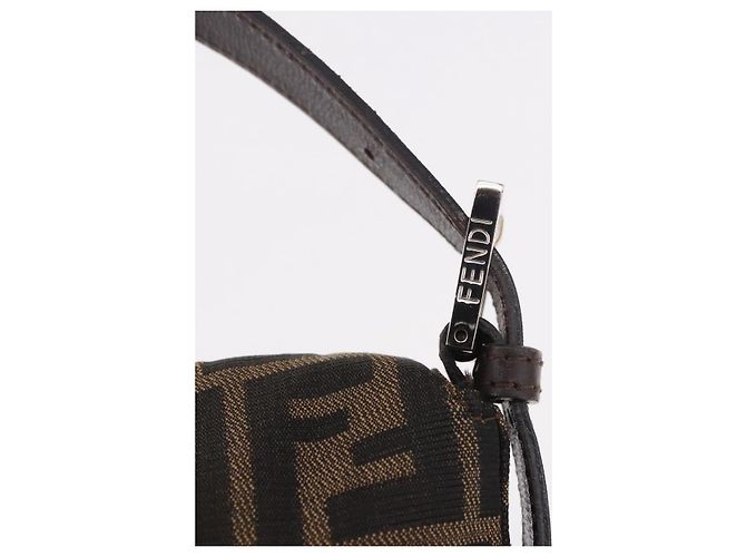 FENDI Zucca Canvas Mamma Baguette Borsa a Spalla Nero Marrone Argento Auth 189252SAM - vista 18