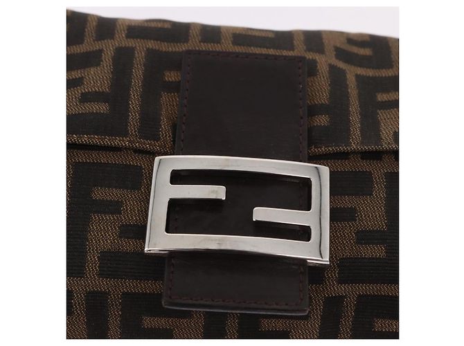 FENDI Zucca Canvas Mamma Baguette Borsa a Spalla Nero Marrone Argento Auth 189252SAM - vista 19