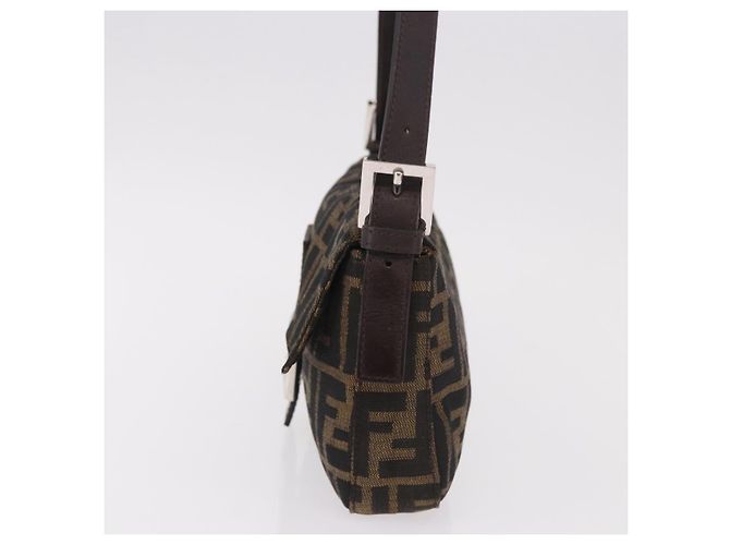 FENDI Zucca Canvas Mamma Baguette Borsa a Spalla Nero Marrone Argento Auth 189252SAM - vista 3