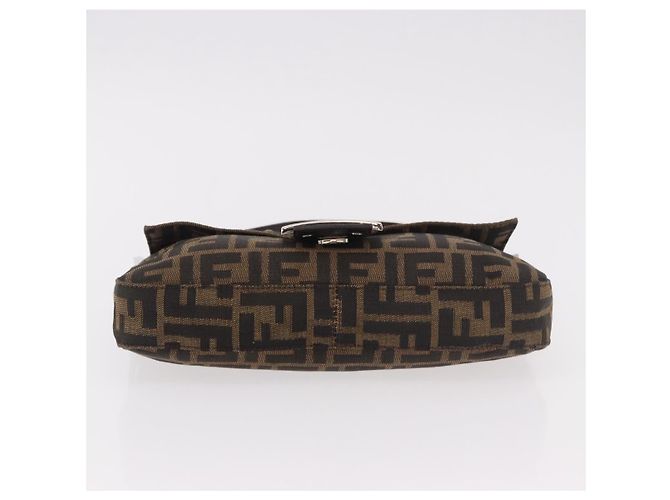 FENDI Zucca Canvas Mamma Baguette Borsa a Spalla Nero Marrone Argento Auth 189252SAM - vista 5