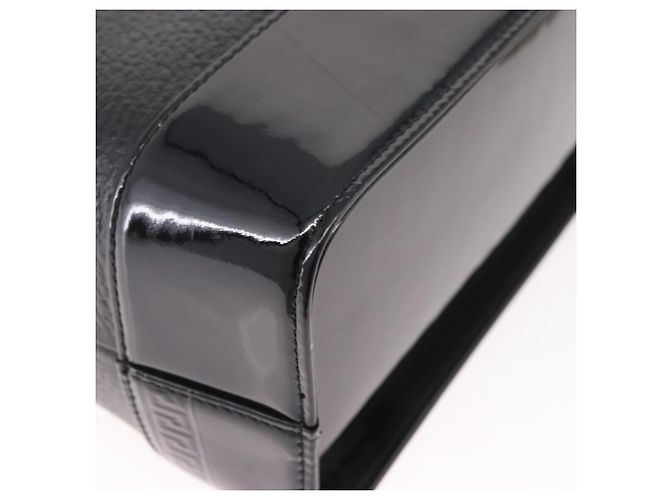 Borsa a mano con catena VERSACE in pelle nera e oro Auth bs35661A Nero D'oro - vista 15