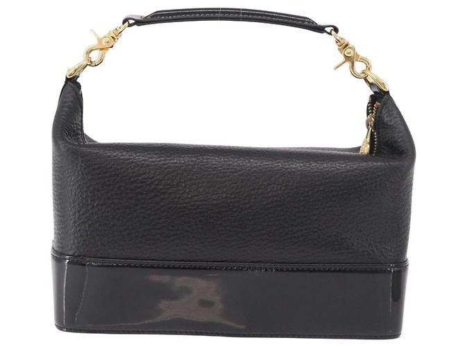 Borsa a mano con catena VERSACE in pelle nera e oro Auth bs35661A Nero D'oro - vista 2