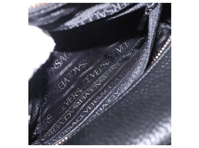Borsa a mano con catena VERSACE in pelle nera e oro Auth bs35661A Nero D'oro - vista 20