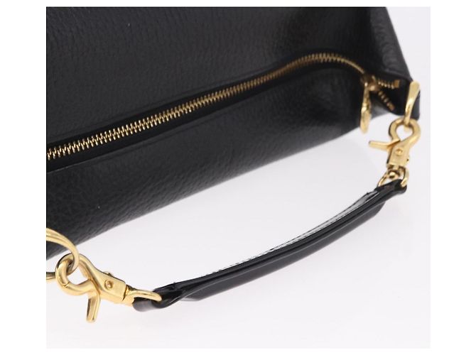 Borsa a mano con catena VERSACE in pelle nera e oro Auth bs35661A Nero D'oro - vista 7