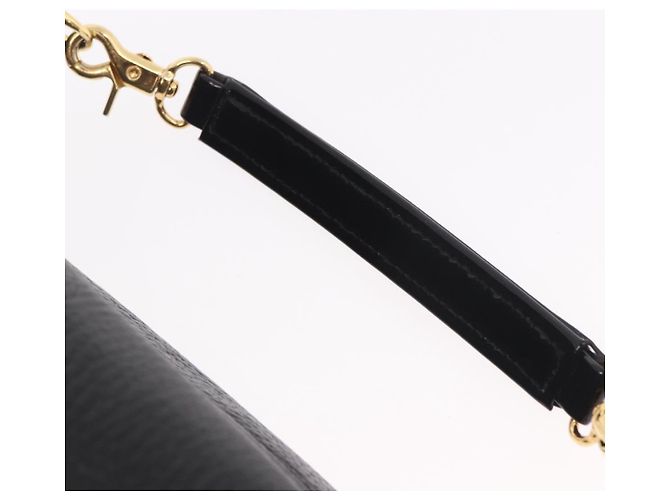 Borsa a mano con catena VERSACE in pelle nera e oro Auth bs35661A Nero D'oro - vista 8
