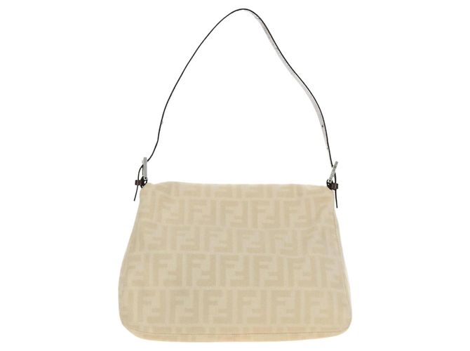 FENDI Zucca Canvas Mamma Baguette Bolso de Hombro Beige Plata Auth mr2561M - vista 2