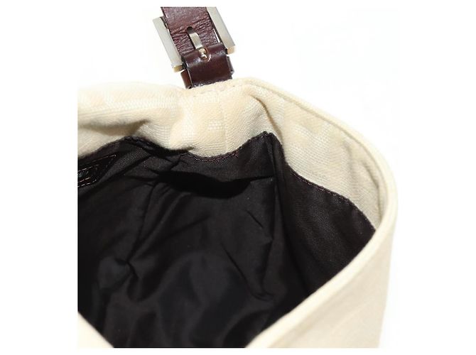 FENDI Zucca Canvas Mamma Baguette Bolso de Hombro Beige Plata Auth mr2561M - vista 23