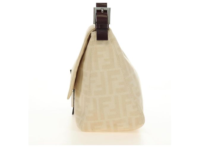 FENDI Zucca Canvas Mamma Baguette Bolso de Hombro Beige Plata Auth mr2561M - vista 3